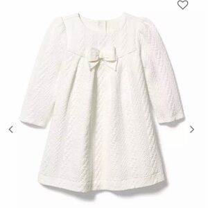 NEW Janie and Jack White Cotton Quilted Party Dress Bow Front Size 18-24 Months